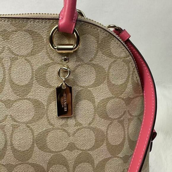 Coach Katy Satchel Crossbody In Signature Canvas In Fuchsia Khaki 2558 NWT - Picture 13 of 15